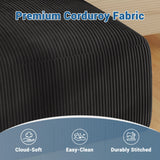 40" Oversized Square Corduroy Ottoman, Large Ottoman Pouf Footstool, Black