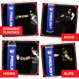 PROLAST Heavy Punching Kicking Bag for Adults, Boxing, MMA, Martial Arts, Muay Thai, Strength Training Equipment, Unfilled, 5ft, 100 lbs, Vertical Logo, Blue