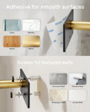 WZKALY Paper Towel Holder Under Cabinet, Self Adhesive or Wall Mount Hanging Paper Towel Holder with Damping Effect, Single Hand Operable, Stainless Steel for Kitchen Bathroom (Black&Gold)