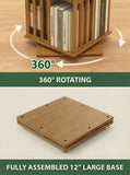 Rotating Bookshelf Tower, 6-Tier 360° Bamboo Spinning Bookcase – Narrow Revolving Book Shelf