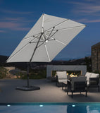 PURPLE LEAF Cantilever Patio Umbrella 10' x 10' with Solar LED Light, White