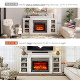 LGHM 80" Electric Fireplace with Mantel, Fireplace TV Stand for TVs Up to 90 Inch, Modern Entertainment Center with Storage, 30'' Fireplace Heater Insert with 3D Flame Effect for Living Room