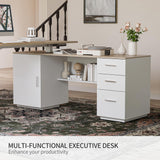 L Shaped Standing Desk, 63 inch Executive Standing Desk, Adjustable Height Desk with Storage Drawers for Home Office