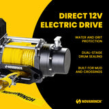 Novawinch Flex 8000 lb Electric Trailer Winch 12V - Synthetic Rope - Heavy Duty Power Tow for Boat Trailer, Marine and Utility Trailers - 8000 lb Capacity for Loading and Retrieval