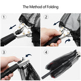 SANLIKE Fishing Net Fish Landing Nets Ice Fishing Collapsible Telescopic Sturdy Pole Handle for Saltwater Freshwater Extending to 36/43/71/98inches (49inch-Black)