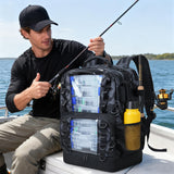 YOLIBON Fishing Tackle Backpack with Cooler,45L Large Tackle Bag with 2 Rod Holders & Clear Window,Outdoor Fishing Backpack for Fishing,Camping,Hiking,Camouflage Black