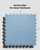 AIRHOP Upgraded 0.79" Extra Thick 48 Sq Ft High-Density Eva Foam Exercise Gym Mats, 12 Pcs Large Interlocking Puzzle Floor Tiles (24"x24") for Home Gym, Black&Blue