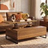 43" Lift Top Coffee Table with Storage, Desk Height Walnut Table