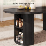 41-78 Inch Extendable Dining Table for 4-8, Fluted Expandable Kitchen Table with Storage, 2 Leaf