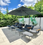 PURPLE LEAF Cantilever Umbrella 9' x 11.5' Rectangle 360° Rotation Grey