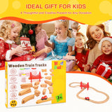 WudBudz Wooden Train Tracks 60 Piece Set, Track Expansion Accessories for Toddlers 3-5 - 100% Compatible with All Major Brands Including Thomas & Brio Wooden Railway System