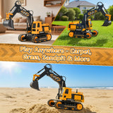 DOUBLE E Remote Control Excavator Toy, RC Excavators Sandbox Digger Hydraulic Construction Toys - Realistic Construction Vehicle with 6 Functions, Xmas Gift for Kids 3-14 Years
