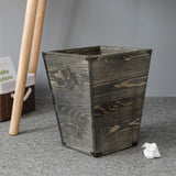 VERGOODR Farmhouse Style Wooden Square Trash Can with Decorative Metal Brackets for Bedroom,Living Room, Bathroom & Office,Waste Bin Wastebaskets Trash bin (Rock Grey)