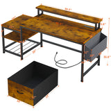 EnHomee 56.5" Office Desk with Drawers & Printer Space for Home Work,Brown