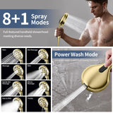 KAIYING Dual Shower Heads with Handheld Spray Combo, High Pressure Modern Rain Shower Head with 9-Mode Handheld Showerhead, Double Rainfall Shower Head with 79-Inch Hose (Brushed Gold)