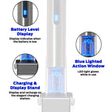Wine Enthusiast 2-in-1 Electric Blue Automatic Wine Bottle Opener and Preserver Set – Fully Electric Corkscrew with Charging Station – Seal Bottle with Vacuum Stopper (7 Piece Set)