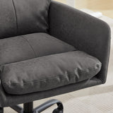 Faux Leather Home Office Desk Chair, Adjustable Swivel Computer Chair with Wheels and Arms, Comfy Upholstered Ergonomic Task Chair,Vanity Chair,Gray