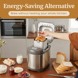Elite Gourmet EBM8103SS Programmable Bread Maker Machine, 3 Loaf Sizes, 19 Menu Functions Gluten Free White Wheat Rye French and more, 2 Lb, Stainless Steel