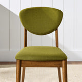 Best Choice Products Wooden Dining Chairs, Wood Mid-Century Modern Upholstered Side Chairs, Farmhouse Cushioned Dining Chairs Set of 4 for Dining Room - Walnut/Olive