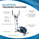 Stamina Elliptical Trainer 708 - Elliptical Training Machine with Bluetooth and Smart Workout App - Compact Standing Elliptical Machine for Home Workout - Up to 250 lbs Weight Capacity
