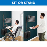 Mount-It! Single Monitor Arm Wall Mount Workstation with Keyboard Tray & CPU Holder, Height Adjustable Gas Spring Full Motion Computer Station, Fits 17–32” VESA 75x75 100x100, Black