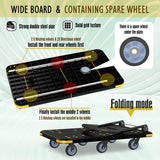 Heavy-Duty Foldable Platform Cart with 6 Wheels & 2000LB Capacity - 360° Swivel & Fixed Casters, Collapsible Push Cart Dolly