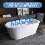 64" Free Standing Tub, Pure Acrylic Freestanding Bathtub, Stylish Stand Alone Contemporary Deep Soaking Bath Tub, cUPC Certified SY1265 (Glossy White)