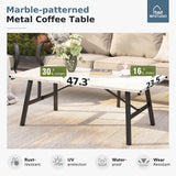 MFSTUDIO 4 Piece Metal Patio Furniture Set with Beige Cushion