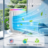 AI Portable Air Conditioners Fan with 120° Rotating Function,Evaporative Mini Room Air Conditioners,Portable AC Unit Air Cooler with 4 in 1 Humidifier Fan Conditioner(White)
