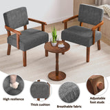 FAGAGA Accent Chairs Set of 2, 2 Solid Wood Armchairs with Side Table
