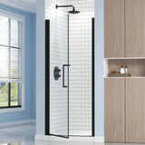 ENSO SENKA Frameless Pivot Shower Door 28.8-30" W X 72" H, 1/4" (6mm) Clear SGCC Tempered Glass, Hinged Pivot Swing Shower Door, Reversible Installation, Easy to Clean, Matte Black