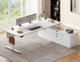 SEDETA 71" Executive Large L Shaped Electric Standing Desk, White