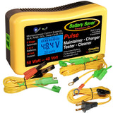 Battery Saver Premium 48 Volt 50W Pulse Charger, Maintainer & Tester (Gen. 3), Yellow, Black (2365L-48-G3) Battery Saver