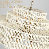 LUJOGUID 28.74in Large Chandelier White Light for Living Room, 8-Light Rattan Lighting Hand Woven Wicker Light Fixtures for Dining Room Bedroom Kitchen Island Restaurant