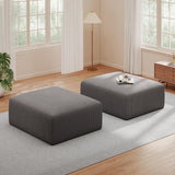 40" Oversized Square Corduroy Ottoman, Large Ottoman Pouf Footstool, Grey