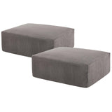 Ottomans for Sectional U Shaped Couch or Sofa Bed for Living Room-40'' Boneless Cloud Footstool-No Assembly Required, Modular Corduroy Full Sponge Compression Foot Stool Pouf, Grey, Sets of 2