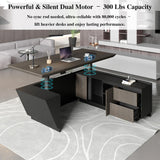 Adjustable Executive Desk - Luxury L Shaped Desk with Drawers, Large Table with File Cabinets