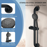 BRIGHT SHOWERS Stainless Steel Slide Bar Grab Rail Set Ada Compliant, 5-Spray Handshower with Slide Bar Kit – Includes Handheld Shower Head and 69-Inch Hose, Matte Black