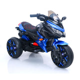 12V Electric Kids Motorcycle for 3-8 Year Old Boys Girls, 3-Wheel Ride-On Toy Motorbike with Lighting Wheels, Music Player (Connect with Phone) and Hand Drive (Blue)