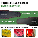 Weight lifting Belt (6mm Thick) - Genuine leather, offering back support. Double-pronged buckle, ideal for weightlifting, powerlifting, squats and deadlifts(Red S)