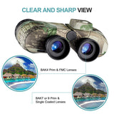QUNSE 10X50 Marine Binoculars for Adults, Waterproof Binoculars with Rangefinder Compass,BAK4 Prism Navigation Birdwatching Hunting (Camouflage) QUNSE