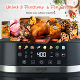 KINSING Air Fryer 6.5 QT,8 in 1 with Visible Window,LED display, 400℉ Precise Temperature Control, Shake Reminder&Pre-heat indicator,Metal inner cavity,Nonstick & Dishwasher Safe Basket
