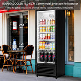 BODEGACOOLER Commercial Beverage Refrigerator, 290L Display Fridge with Soft LED Light, 264 Cans & 120 Bottles Commercial Merchandiser Refrigerator