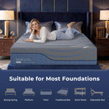 BODIPEDIC Queen Mattress 14-Inch Gel Memory Foam Mattress - Foam Made in USA for Luxurious Cool Sleep & Pressure Relief, CertiPUR-US Certified, Medium Support, 60"×80", Grey