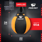 PROLAST Wrecking Ball Heavy Punching Bag for Adults, Hook and Uppercut, Body Snatcher, Boxing, MMA, Muay Thai Training Equipment, Unfilled, 65 lbs, Rhino Yellow