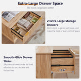 2 Drawer File Cabinet with Charging Station, 30" Fluted Lateral File Cabinet w/Files Hanging Rod for Letter