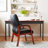Boss Boss Office Products Mid Back Wood Finished Guest Chairs, Black/Cherry (B8999-C)