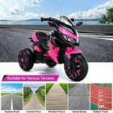 12V Electric Kids Motorcycle for 3-8 Year Old Boys Girls, 3-Wheel Ride-On Toy Motorbike with Lighting Wheels, Music Player (Connect with Phone) and Hand Drive (Pink)