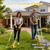 ALSO GO 21V Cordless Weed Wacker, Weed Eater Battery Powered with 2 x2.0Ah Batteries and 10 Spare Spools, 12''Grass Trimmer with Auto Line Feed, 2-in-1 Grass Trimmer& Edger Lawn Tool for Yard, Garden