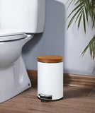 Round Trash Can with Plastic Inner Bucket; Bathroom, Office, Kitchen and Bedroom Step On and Slow Close